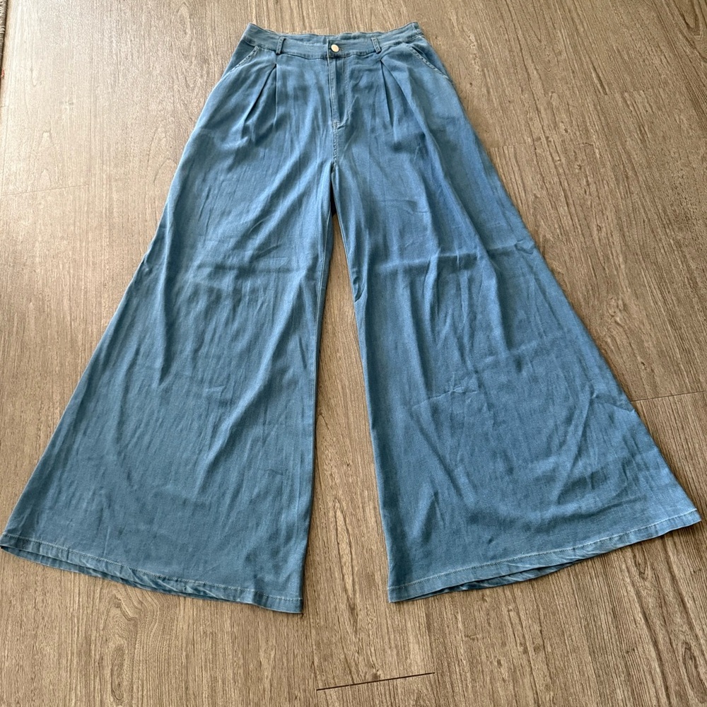 MARBLE Denim Blue Wide Leg Pants NWT